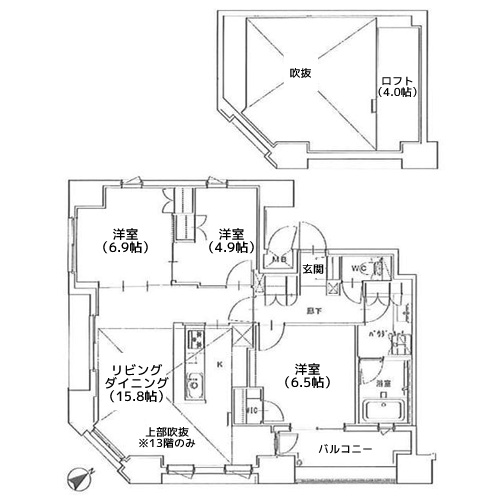 正金アパートメント入船 - 間取り図