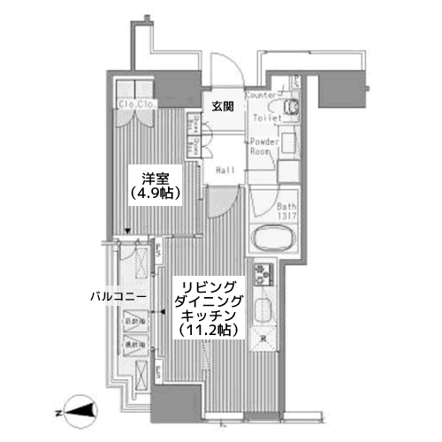 ホワイトタワー浜松町 - Naタイプ・間取り図