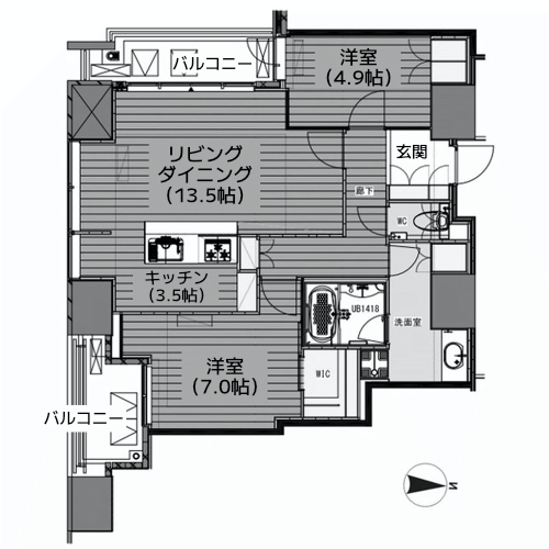 ホワイトタワー浜松町 - 間取り図
