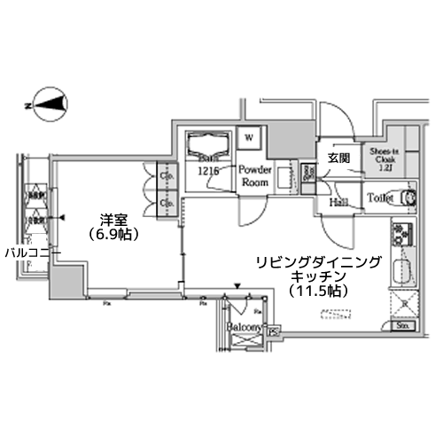 ホワイトタワー浜松町 - 間取り図