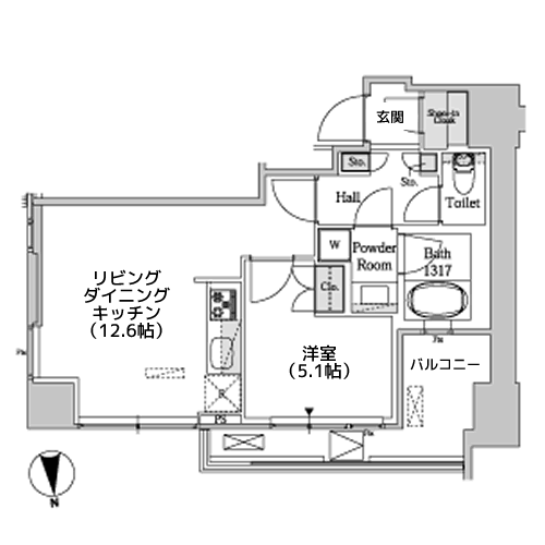 ホワイトタワー浜松町 - 間取り図