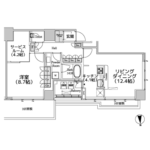 ホワイトタワー浜松町 - 間取り図