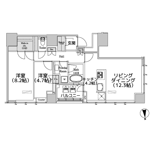 White Tower Hamamatsucho - 間取り図