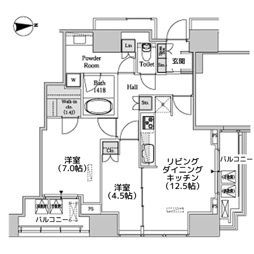 ホワイトタワー浜松町 - 間取り図
