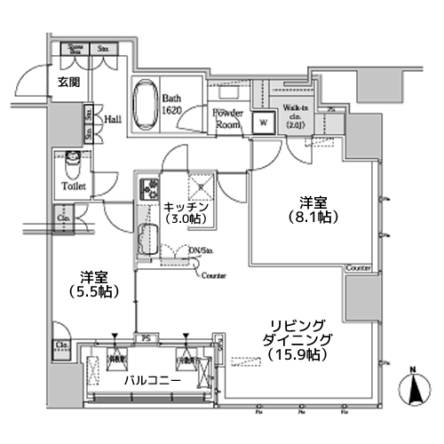 ホワイトタワー浜松町 - 間取り図