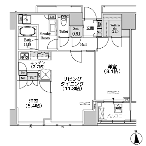 ホワイトタワー浜松町 - 間取り図