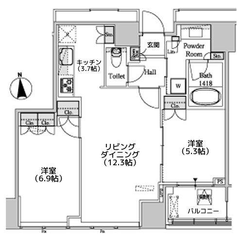 White Tower Hamamatsucho - 間取り図